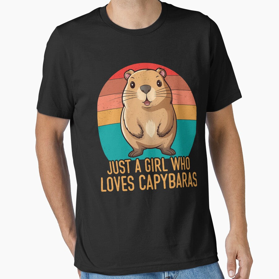 Retro Capybara Girl Sticker – Just a Girl Who Loves Capybaras by TinaMDedrick T-Shirts, Hoodie, Sweatshirt (Image 1)