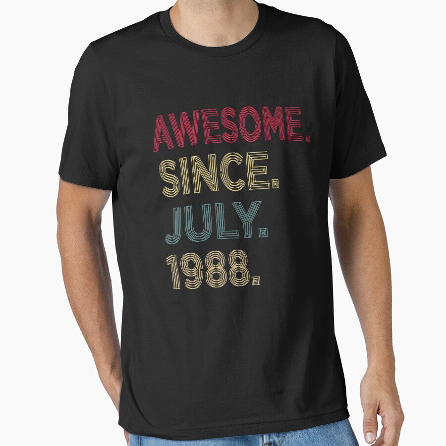 Vintage Awesome Since July 1988 33 Years Old 33rd Birthday Him Her by PatternFariss T-Shirts, Hoodie, Sweatshirt (Image 1)