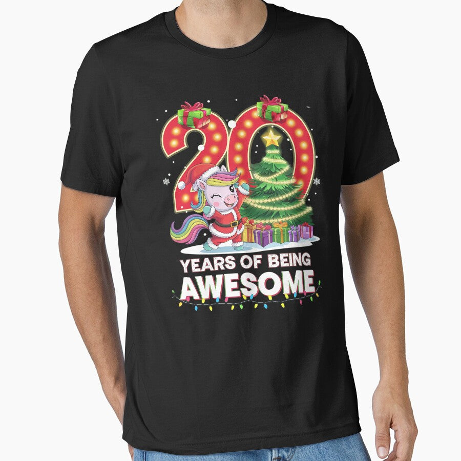 20 Years Of Being Awesome Unicorn 20th Birthday Christmas by angolinnArt T-Shirts, Hoodie, Sweatshirt (Image 1)