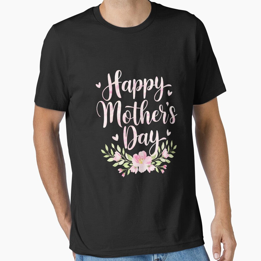Happy Mother's Day With Floral Mom Mommy Grandma Womens by AsteriskDatBArt T-Shirts, Hoodie, Sweatshirt (Image 1)