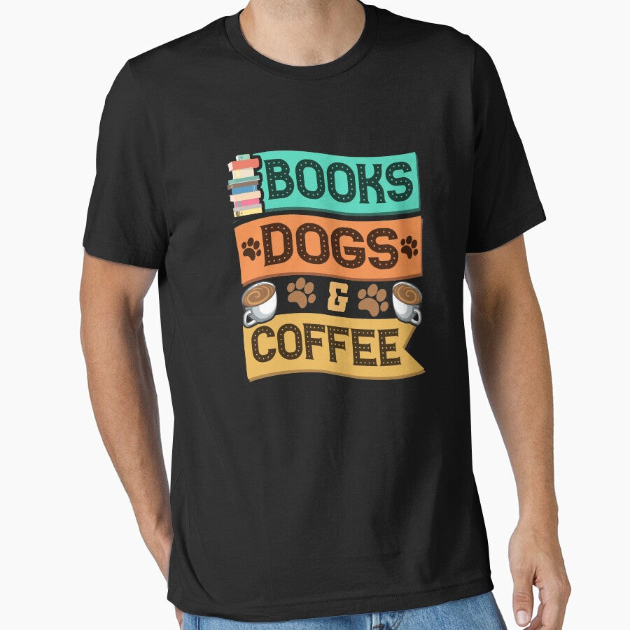 Books Dogs and Coffee Adorable Book Lover Obsessed by perfectpresents T-Shirts, Hoodie, Sweatshirt (Image 1)