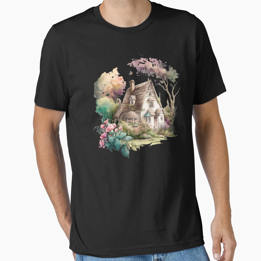 Flowery Cottagecore Scenery - Pastel Watercolor - Cottage Living by Top Seller ⭐⭐⭐⭐⭐ 5/5 T-Shirts, Hoodie,... (Image 1)