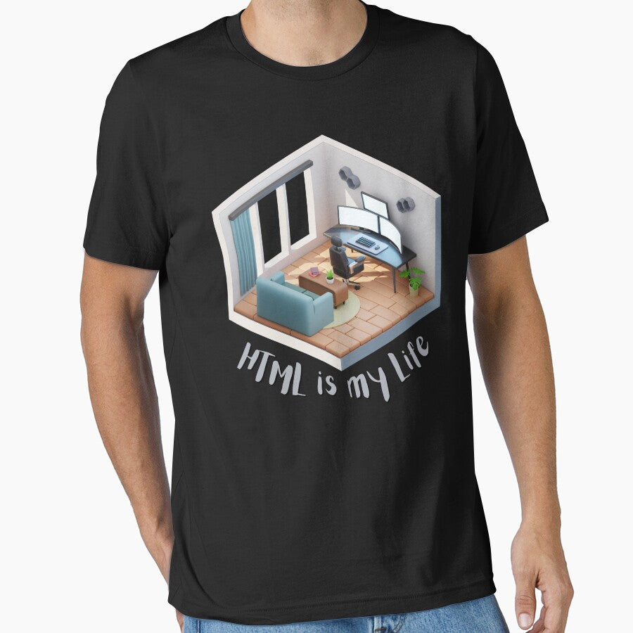 HTML Is My Life 3D, for a coder, for a computer programmer. by Wentoo T-Shirts, Hoodie, Sweatshirt (Image 1)