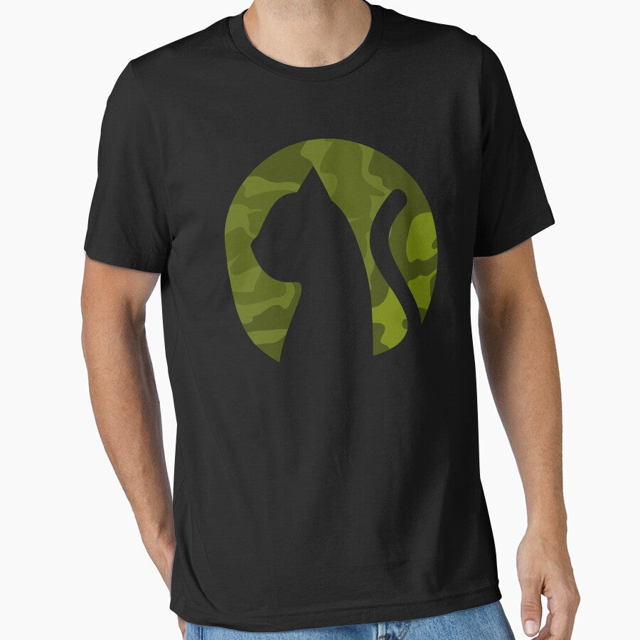 Camouflage Patterned Cat Silhouette - Funny Cat Pictures by FunnyCatsFam T-Shirts, Hoodie, Sweatshirt (Image 1)