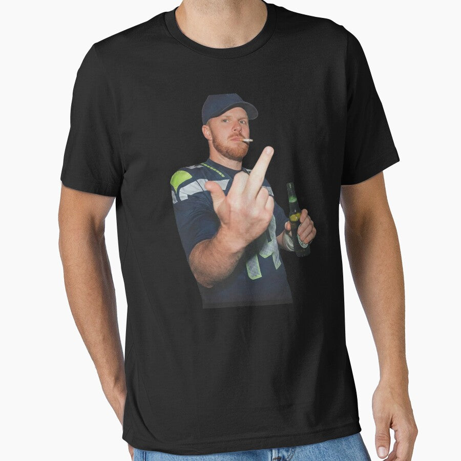 Sam Darnold Flippng off Drinking by WilliamKAlmon T-Shirts, Hoodie, Sweatshirt | BlankRebels.com (Image 1)