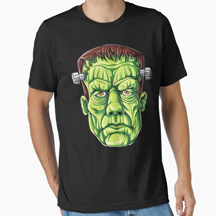 Frankenstein Face Funny Halloween Gifts Men Monster Zombie T-Shirt by ebonyvve8mattie