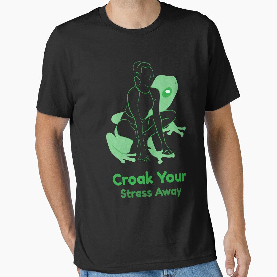 Frog Pose, Croak Your Stress Away by LyricsWear T-Shirts, Hoodie, Sweatshirt | BlankRebels.com (Image 1)