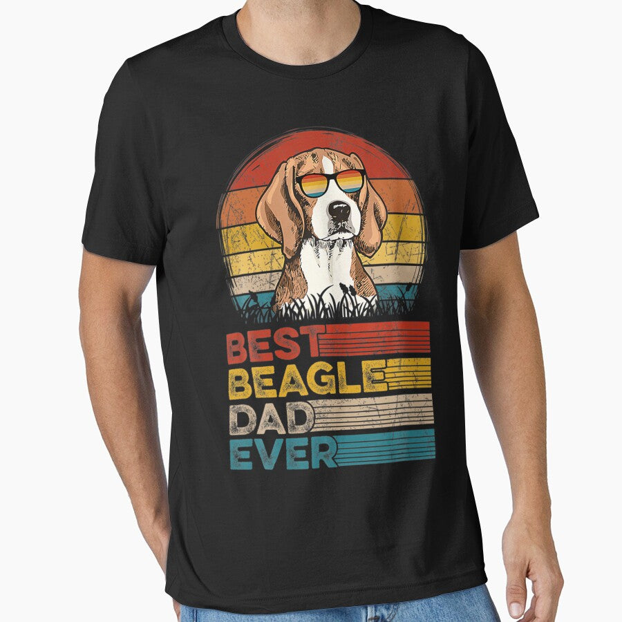 Dog Vintage Best Beagle Dad Ever Fathers Day Puppy Dog Dad by huetwis T-Shirts, Hoodie, Sweatshirt (Image 1)
