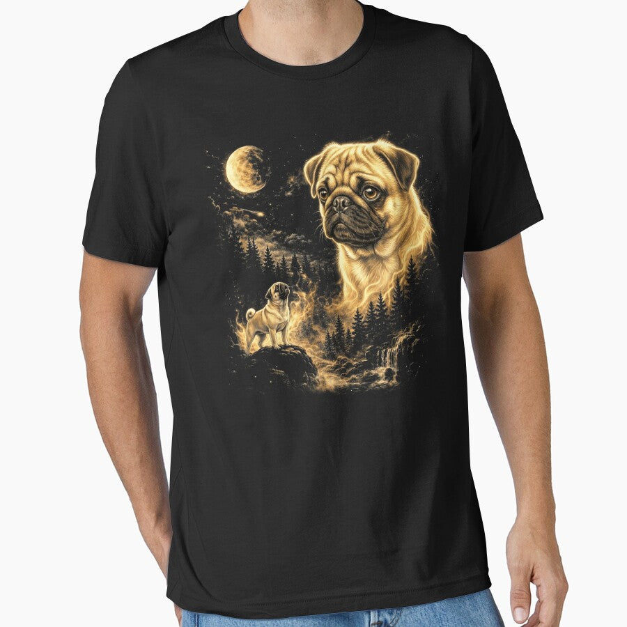 Pug Howling At The Moon Wolves Meme Mystic Nature Wildlife by jakaun T-Shirts, Hoodie, Sweatshirt | BlankRebels.com (Image 1)