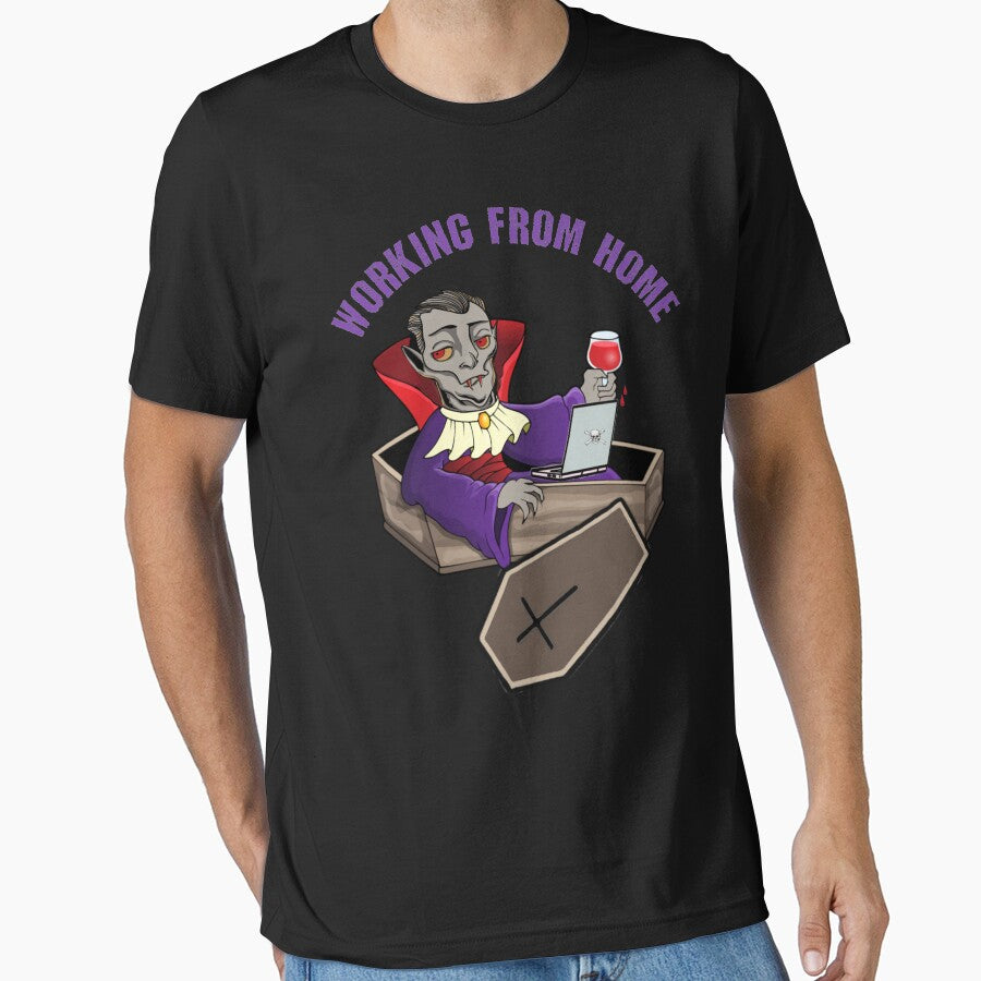 Vampire working from home by SidTastic T-Shirts, Hoodie, Sweatshirt | BlankRebels.com (Image 1)