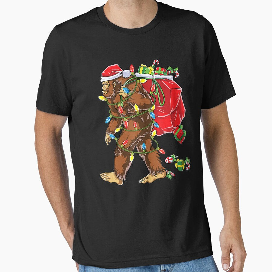 Bigfoot Christmas Santa Xmas Tree Lights Bigfoot Lover by SethFrancis37 T-Shirts, Hoodie, Sweatshirt (Image 1)