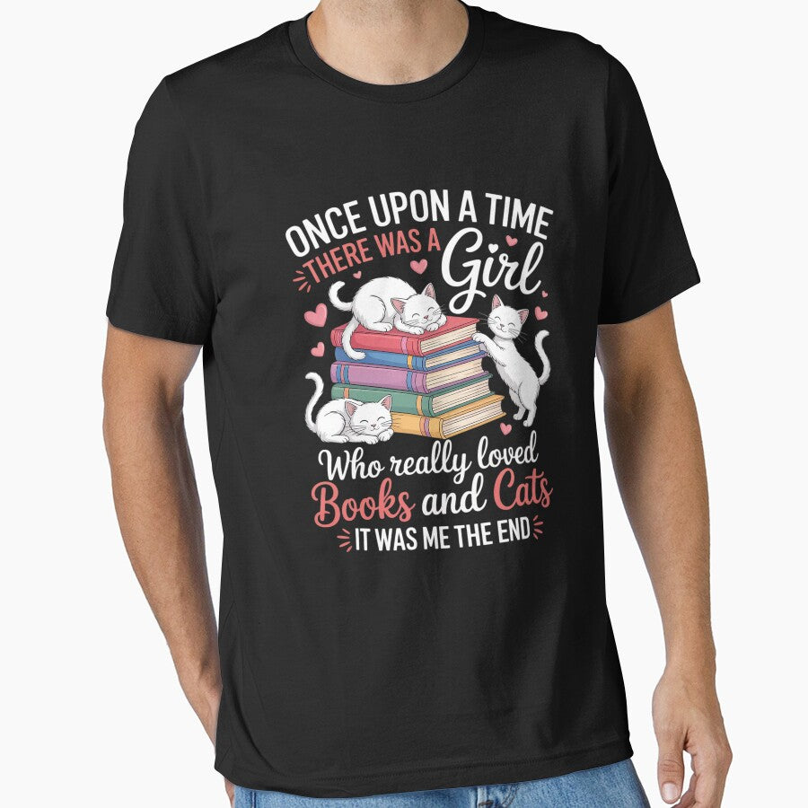 Once Upon A Time There Was A Girl Who Loved Books And Cats by procionartss T-Shirts, Hoodie, Sweatshirt (Image 1)