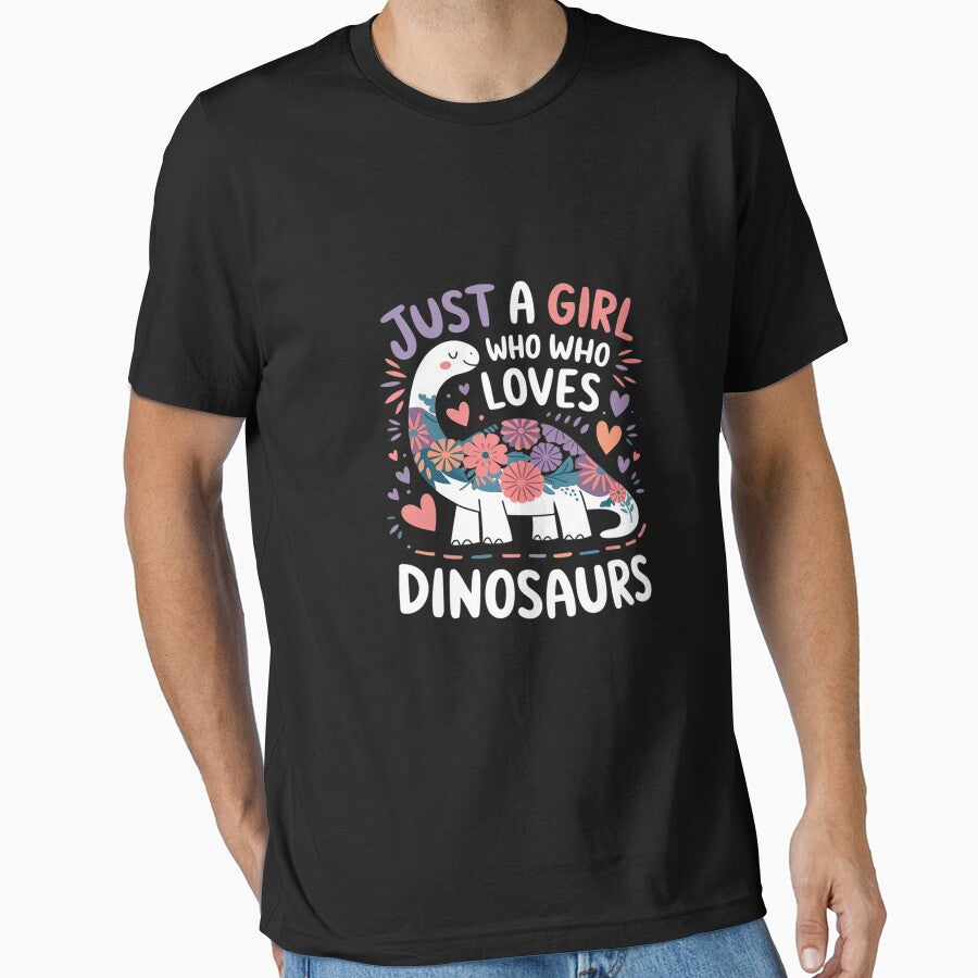 Dinosaur Dino Just a Girl Who Loves Dinosaurs by MarkLeedsArt T-Shirts, Hoodie, Sweatshirt | BlankRebels.com (Image 1)