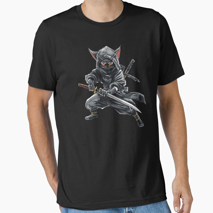 Samurai Ninja Cat Warrior T-Shirt – Stealthy Feline Samurai Design for Martial Arts & Anime Fans by UmazDesigns
