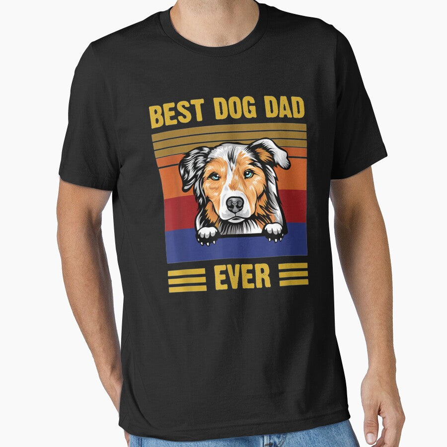 Australian Shepherd Best Dog Dad Ever Funny Vintage by Louisa Kohler T-Shirts, Hoodie, Sweatshirt | BlankRebels.com (Image 1)