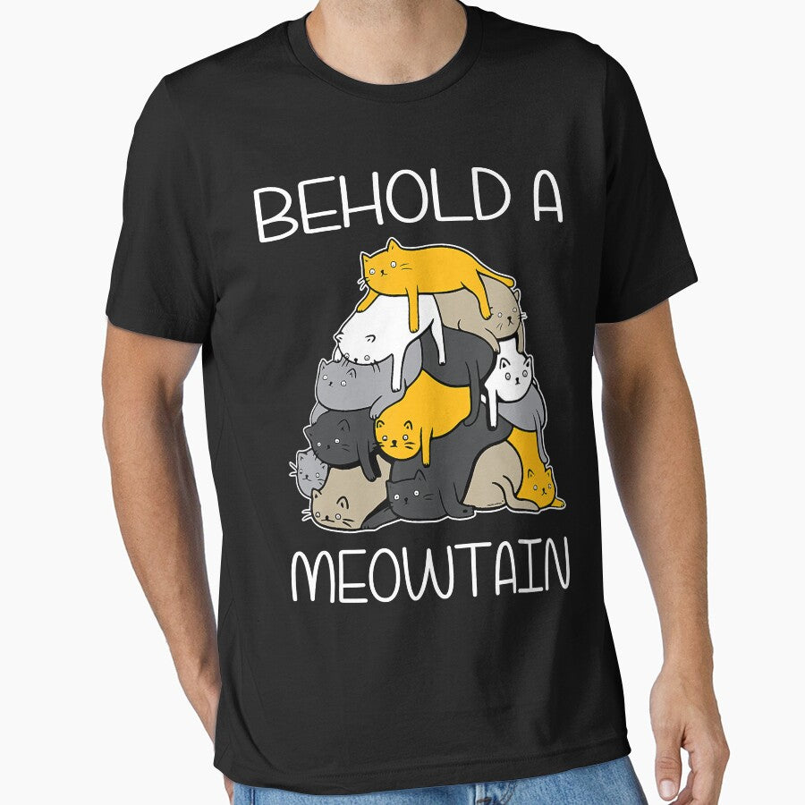 Funny Cat Shirt Behold A Meowtain Cat Mountain Tee T Shirt T-Shirt by traceyk3cch Hoodie, Sweatshirt (Image 1)