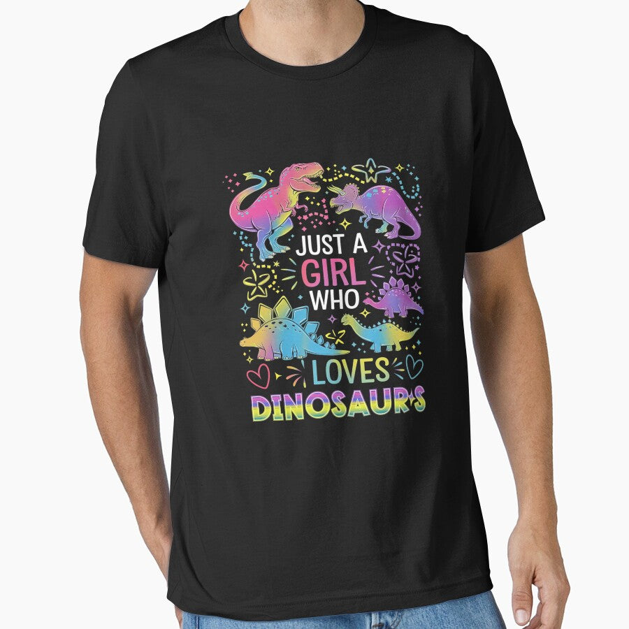 Dinosaur Just a Girl Who Loves Dinosaurs by MarkLeedsArt T-Shirts, Hoodie, Sweatshirt | BlankRebels.com (Image 1)