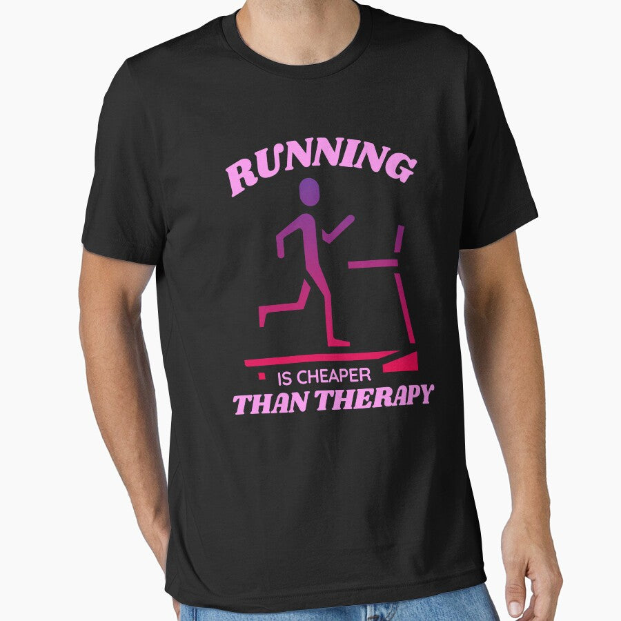 RUNNING IS CHEAPER THAN THERAPY TREADMILL RUNNER by ARUN VASWANI T-Shirts, Hoodie, Sweatshirt | BlankRebels.com (Image 1)