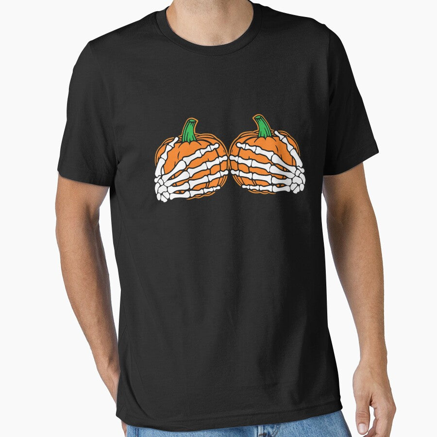 Skeleton Hands On Chest Pumpkin Funny Halloween by Teapot-art T-Shirts, Hoodie, Sweatshirt | BlankRebels.com (Image 1)
