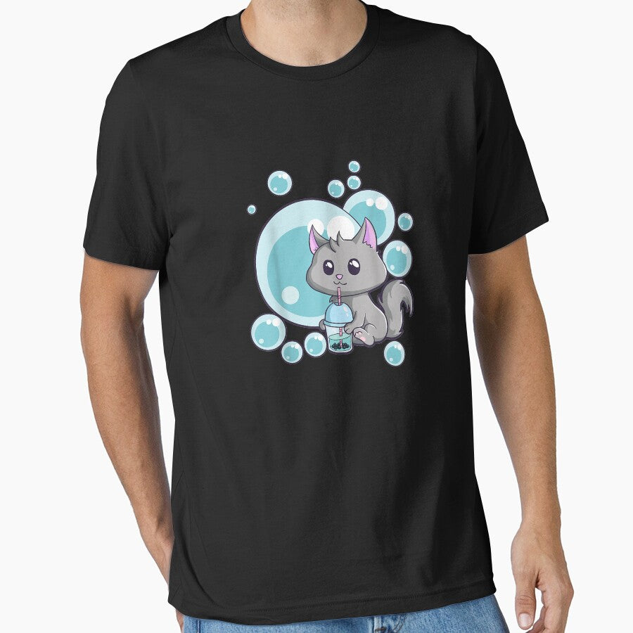 Kawaii Cat Bubble Tea Anime Funny Boba Tea Cats Neko Kitty T-Shirt by tinhpham Hoodie, Sweatshirt | BlankRebels.com (Image 1)