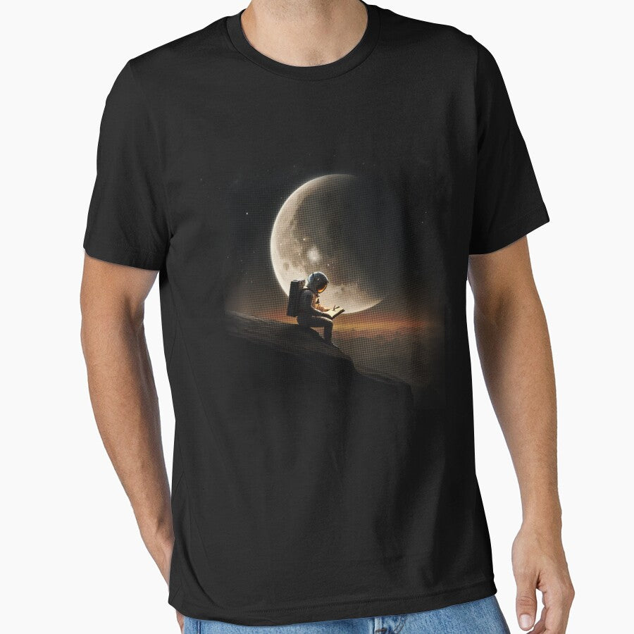 astronaut reading a book next the moon by glooballcenter T-Shirts, Hoodie, Sweatshirt | BlankRebels.com (Image 1)