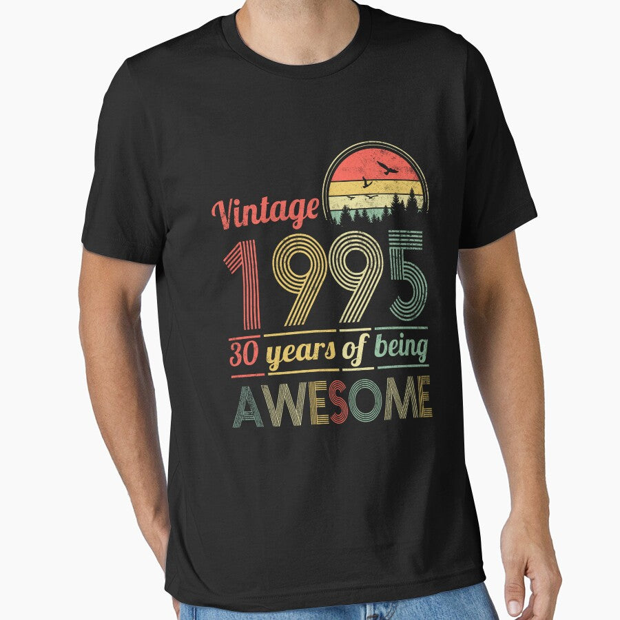 Vintage 1995 Retro 30th Birthday Gift Idea Retro Distressed Design by FernaRoje T-Shirts, Hoodie, Sweatshirt (Image 1)