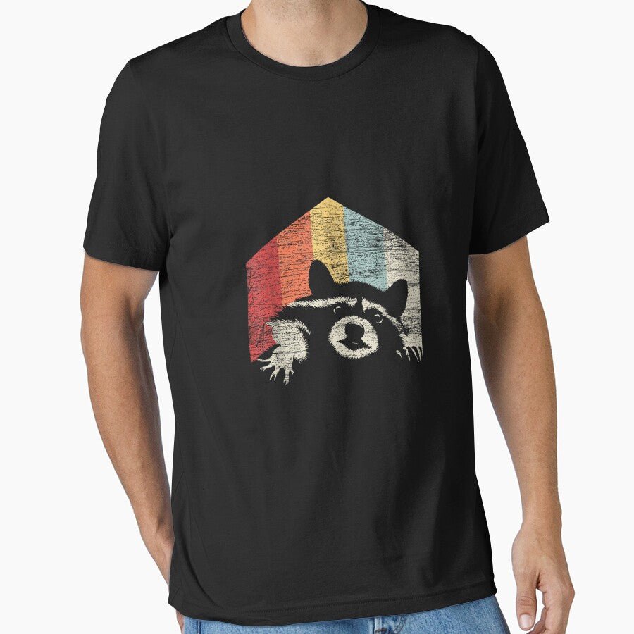 Racoon Vintage Short Sleeve Cotton Polyester Classic Black Small T-Shirts, Hoodie, Sweatshirt