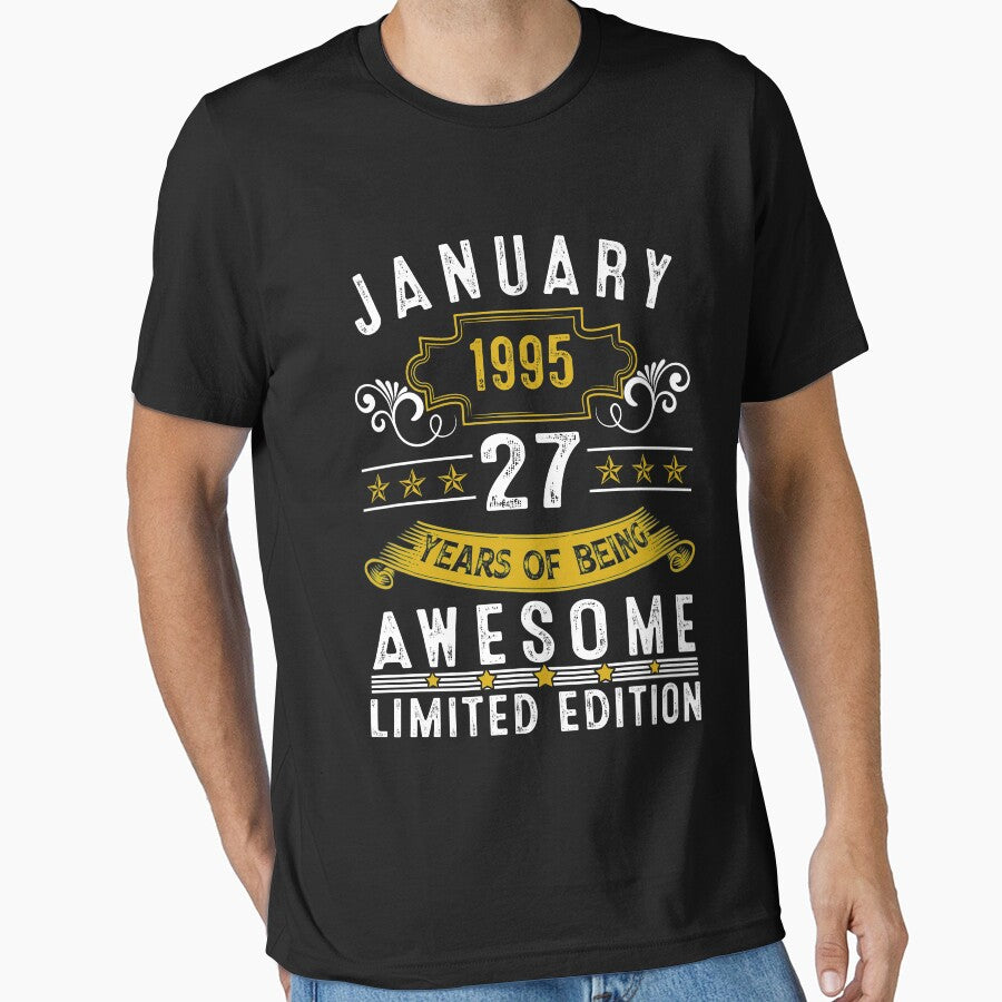 27 Year Old Awesome Since January 1995 Gifts 27th Birthday by Nena12312 T-Shirts, Hoodie, Sweatshirt (Image 1)