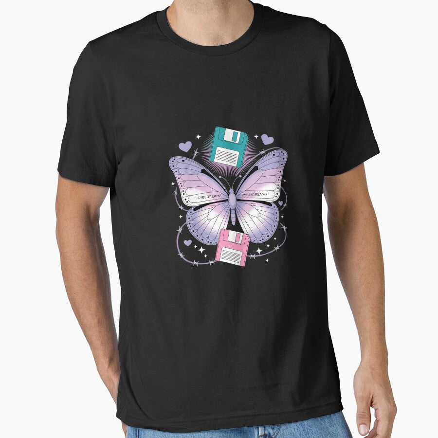 Y2K Butterfly Floppy Disk Art Digital Nostalgia by NetoGalaxy T-Shirts, Hoodie, Sweatshirt | BlankRebels.com (Image 1)
