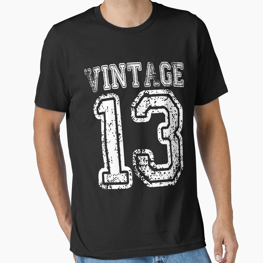 Vintage 13 2013 T-shirt Birthday Gift Age Year Old Boy Girl Cute Funny Man Woman Jersey Style by arcadetoystore... (Image 1)