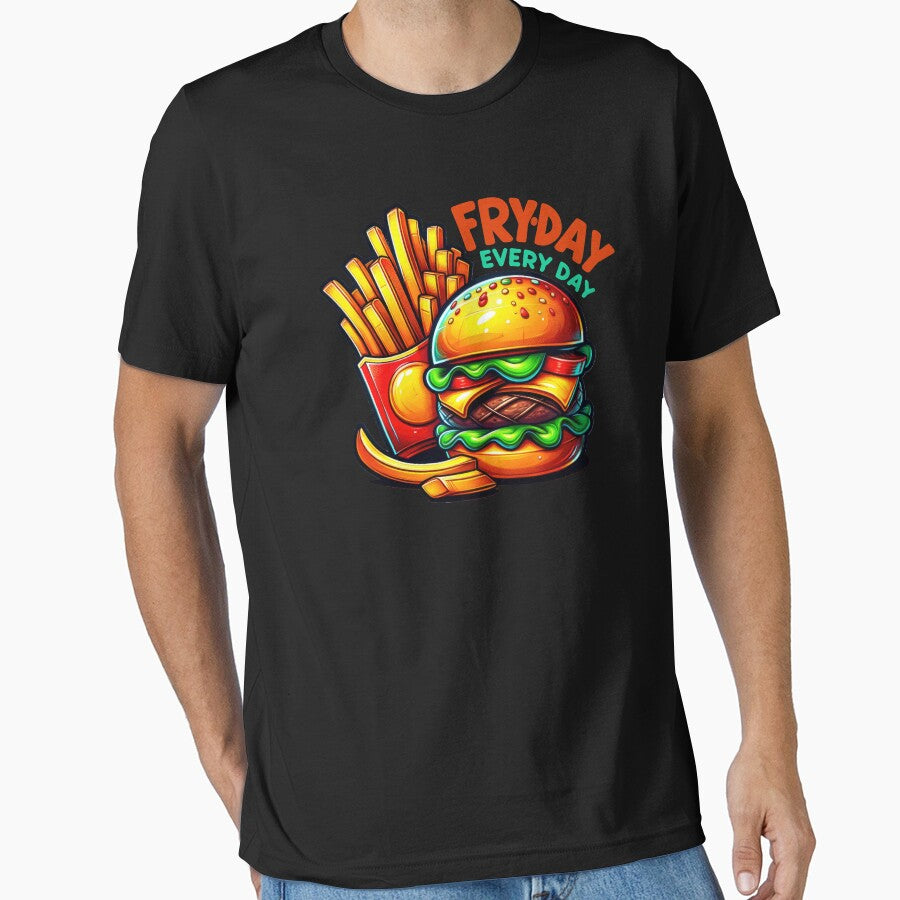 FRY-DAY EVERY DAY - Classic love between Burger and Fries by PrintMastery T-Shirts, Hoodie, Sweatshirt (Image 1)