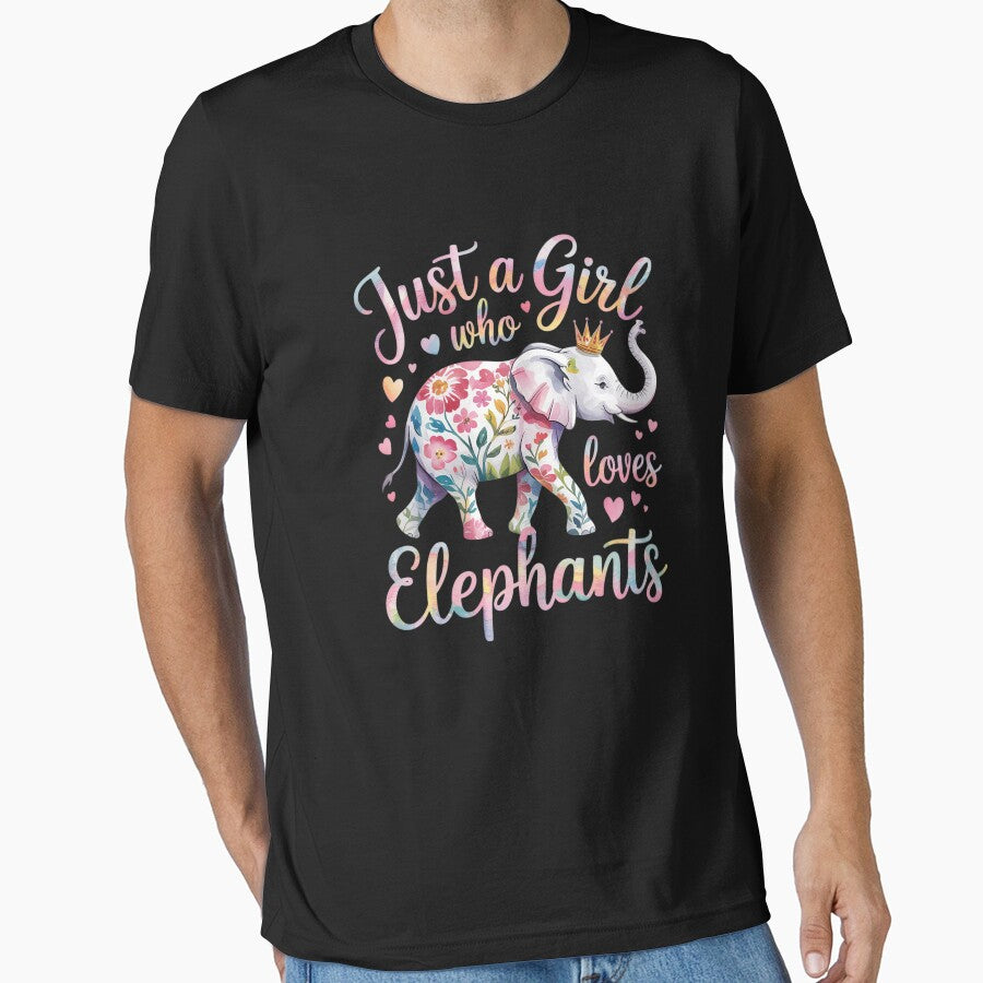 Just A Girl Who Loves Elephants Women Girls Floral Elephant by angolinnArt T-Shirts, Hoodie, Sweatshirt (Image 1)