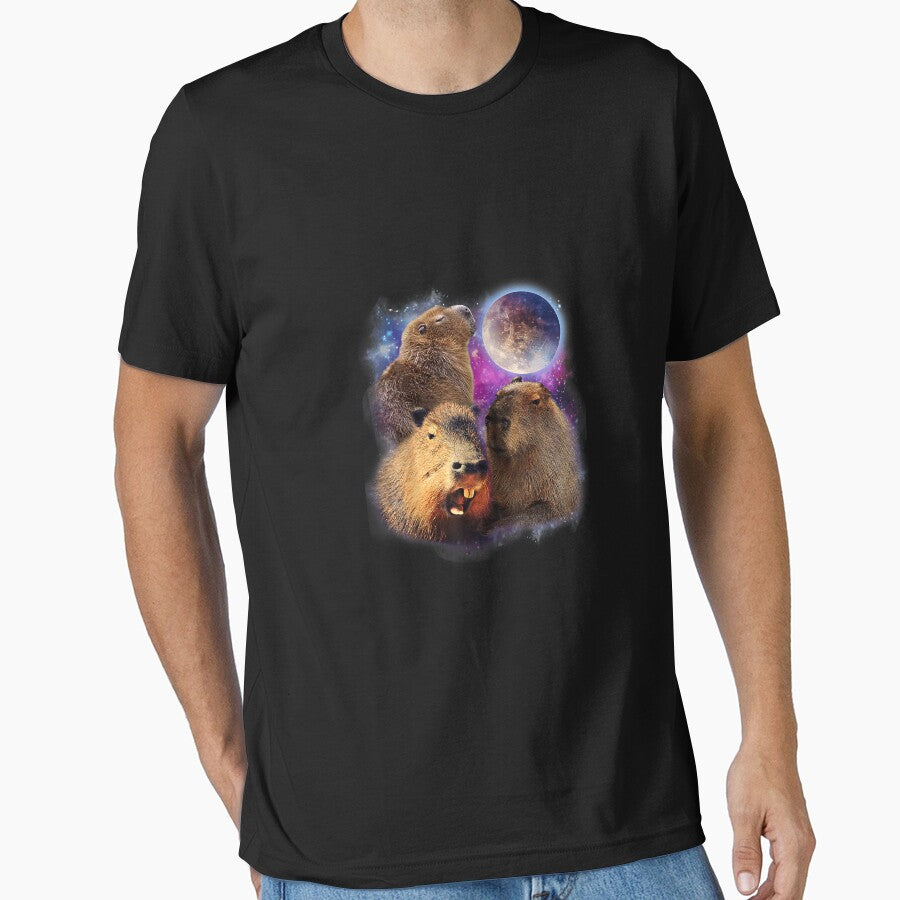 3 Capybara Moon Capybara Stuffed Animal For Men, Women, Kids T-Shirt by YolandaRoberts Hoodie, Sweatshirt (Image 1)