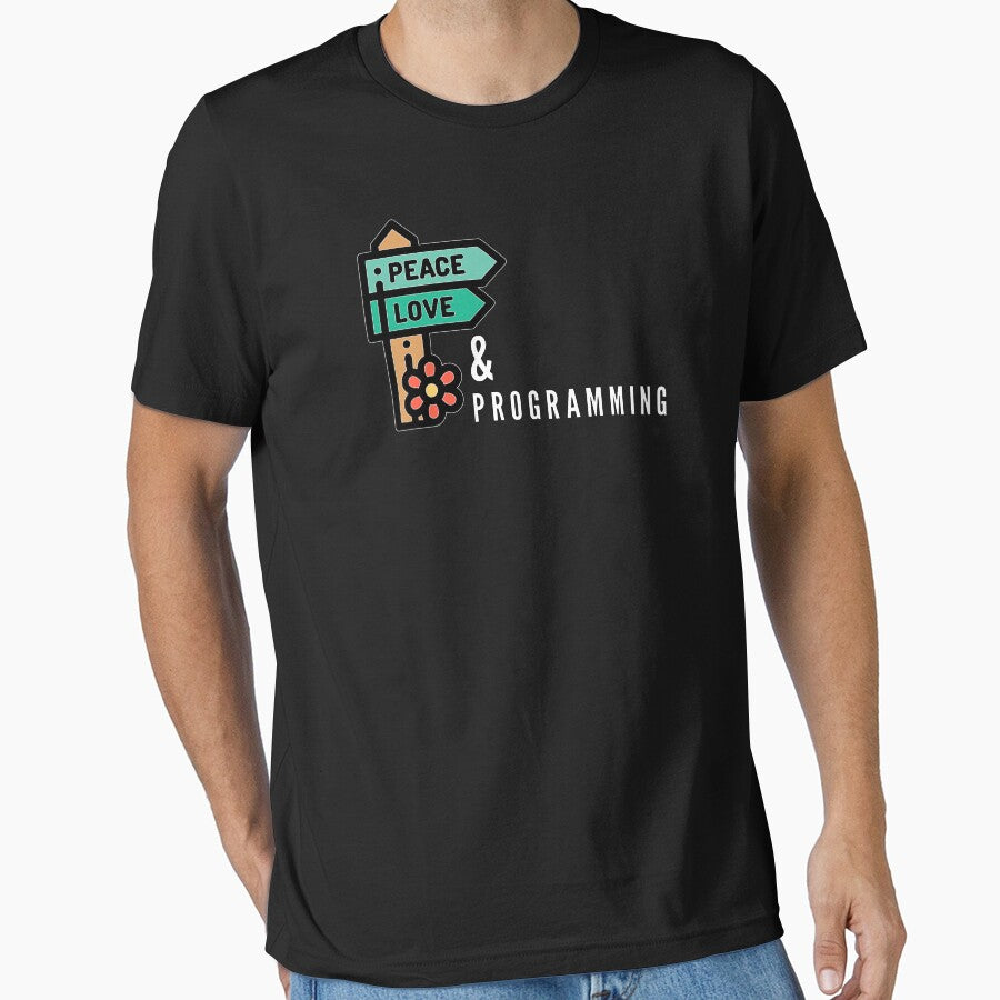 Peace Love & Programming (color white) by Stornu2Ruedas T-Shirts, Hoodie, Sweatshirt | BlankRebels.com (Image 1)