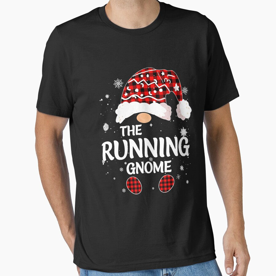 Red Buffalo Plaid Matching The Running Gnome Christmas by RobertJason T-Shirts, Hoodie, Sweatshirt (Image 1)