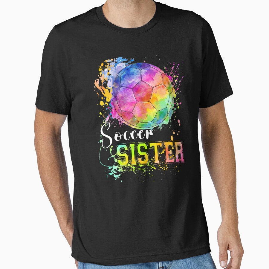 Rainbow Watercolor Soccer Sister Shirt by LarryMBrown