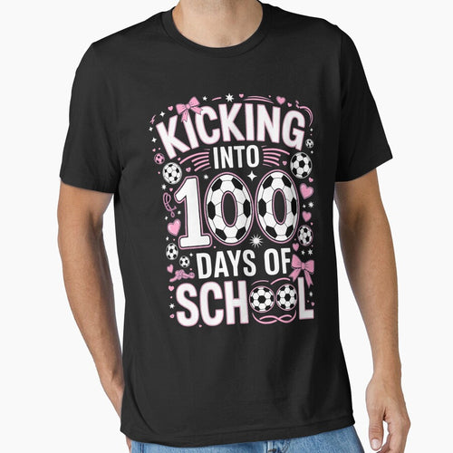100 Days of School Girls Soccer Coquette Bow Pink Teacher by FrankIsabel