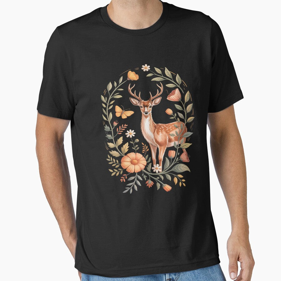 Cute Cottagecore Deer & Flowers Whimsical Art Florals by JulienAureo T-Shirts, Hoodie, Sweatshirt | BlankRebels.com (Image 1)