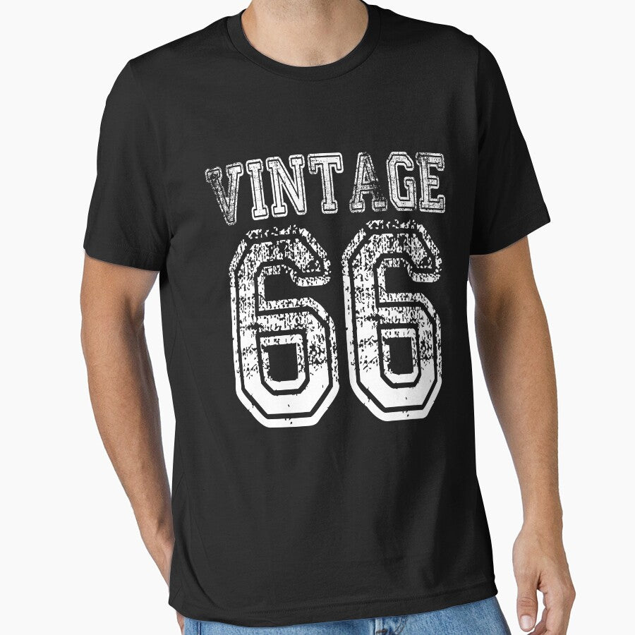 Vintage 66 2066 1966 T-shirt Birthday Gift Age Year Old Boy Girl Cute Funny Man Woman Jersey Style by arcadetoystore