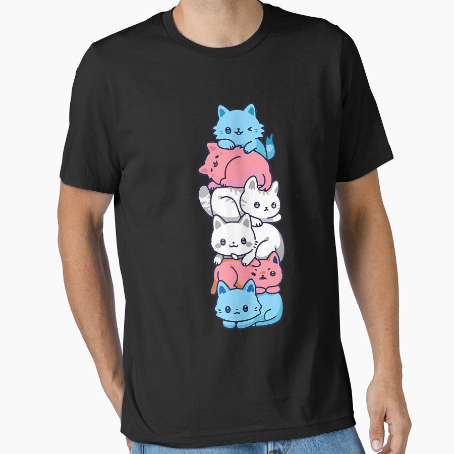 Transgender Pride Cat LGBT Trans Flag Cute Cats Pile Gifts by SeppeGoffin