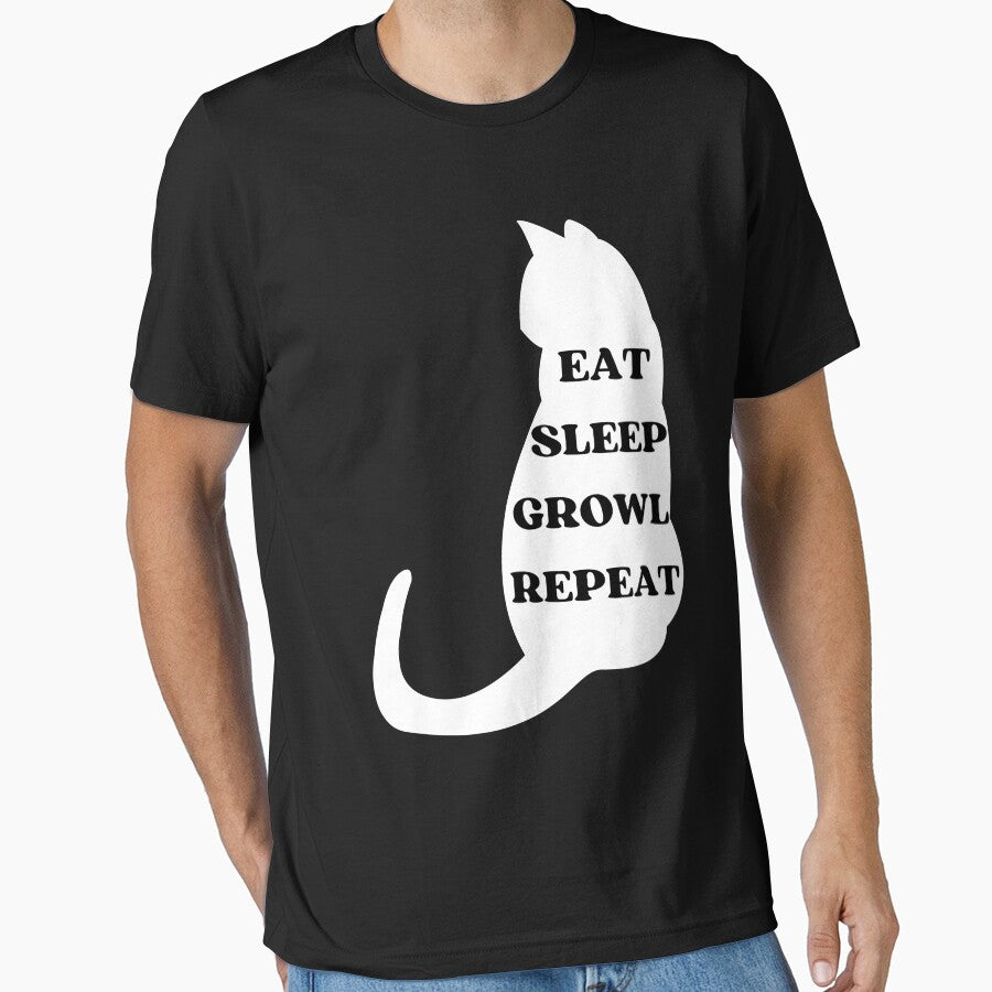 EAT SLEEP GROWL REPEAT - Funny Cat Pictures With Cat Sayings and Captions by FunnyCatsFam T-Shirts, Hoodie,... (Image 1)