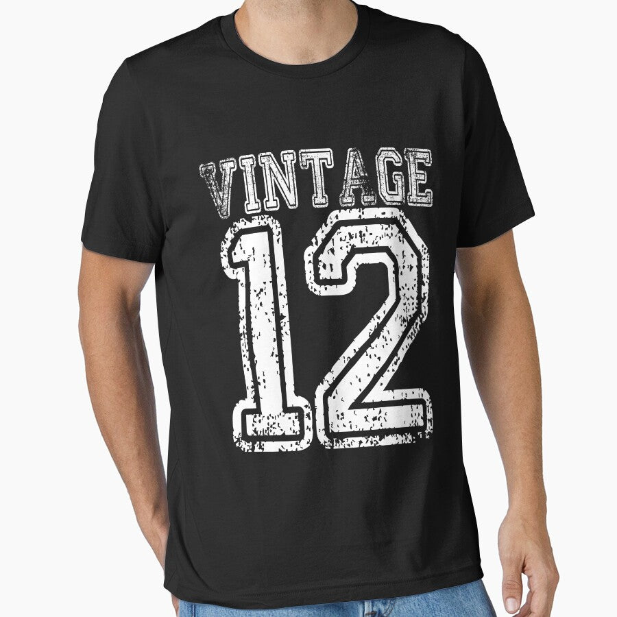 Vintage 12 2012 T-shirt Birthday Gift Age Year Old Boy Girl Cute Funny Man Woman Jersey Style by arcadetoystore... (Image 1)
