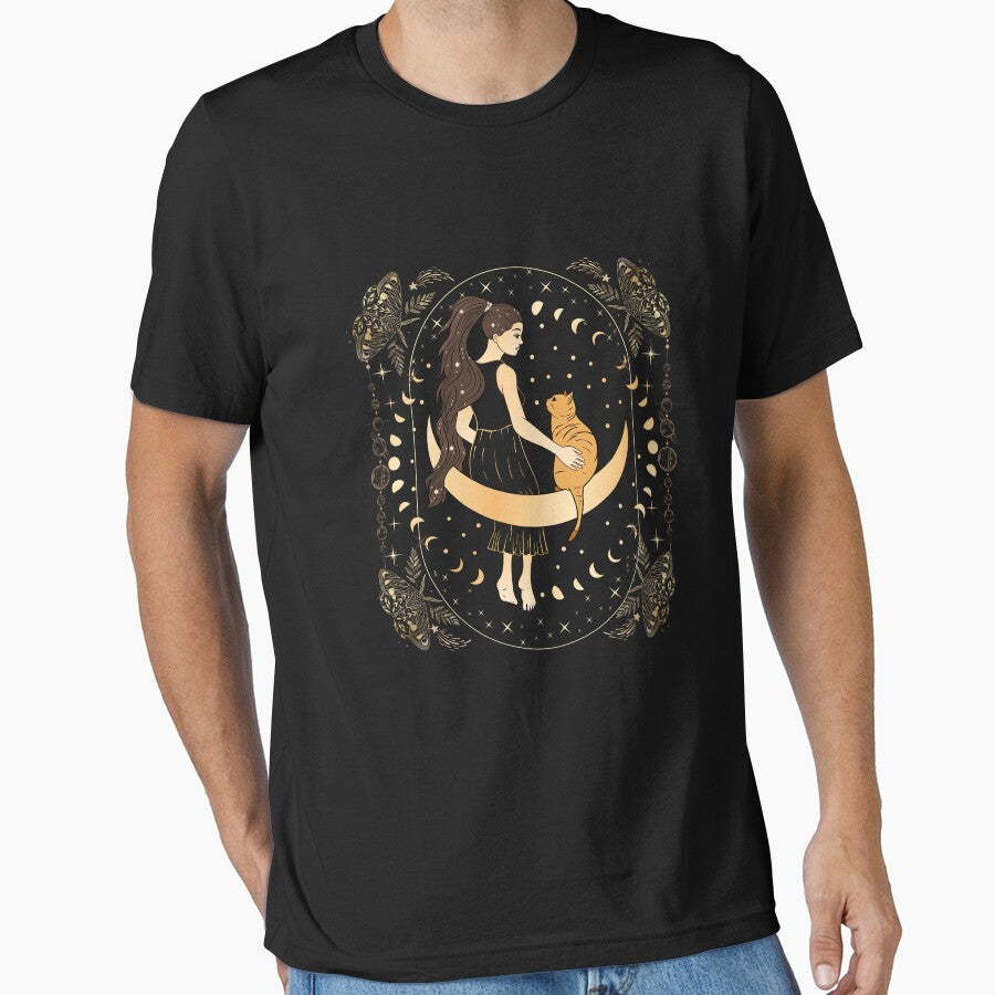 Celestial lady with cat by ArtAngiTresors T-Shirts, Hoodie, Sweatshirt | BlankRebels.com (Image 1)