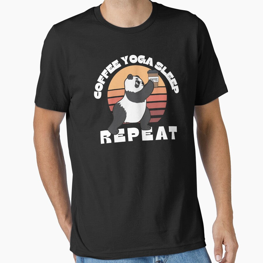 Coffee yoga sleep repeat funny yoga panda by reka88 T-Shirts, Hoodie, Sweatshirt | BlankRebels.com (Image 1)