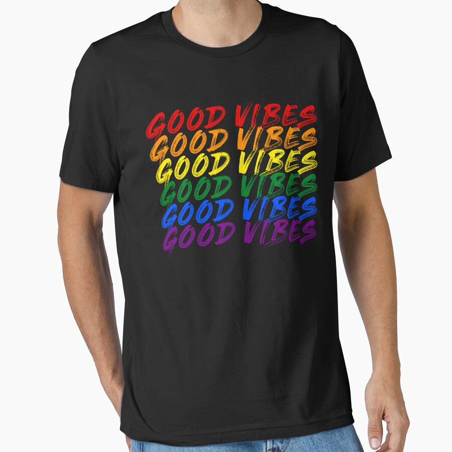 Painted font Good vibes quote pride colors by NerdnGeekshop T-Shirts, Hoodie, Sweatshirt | BlankRebels.com (Image 1)