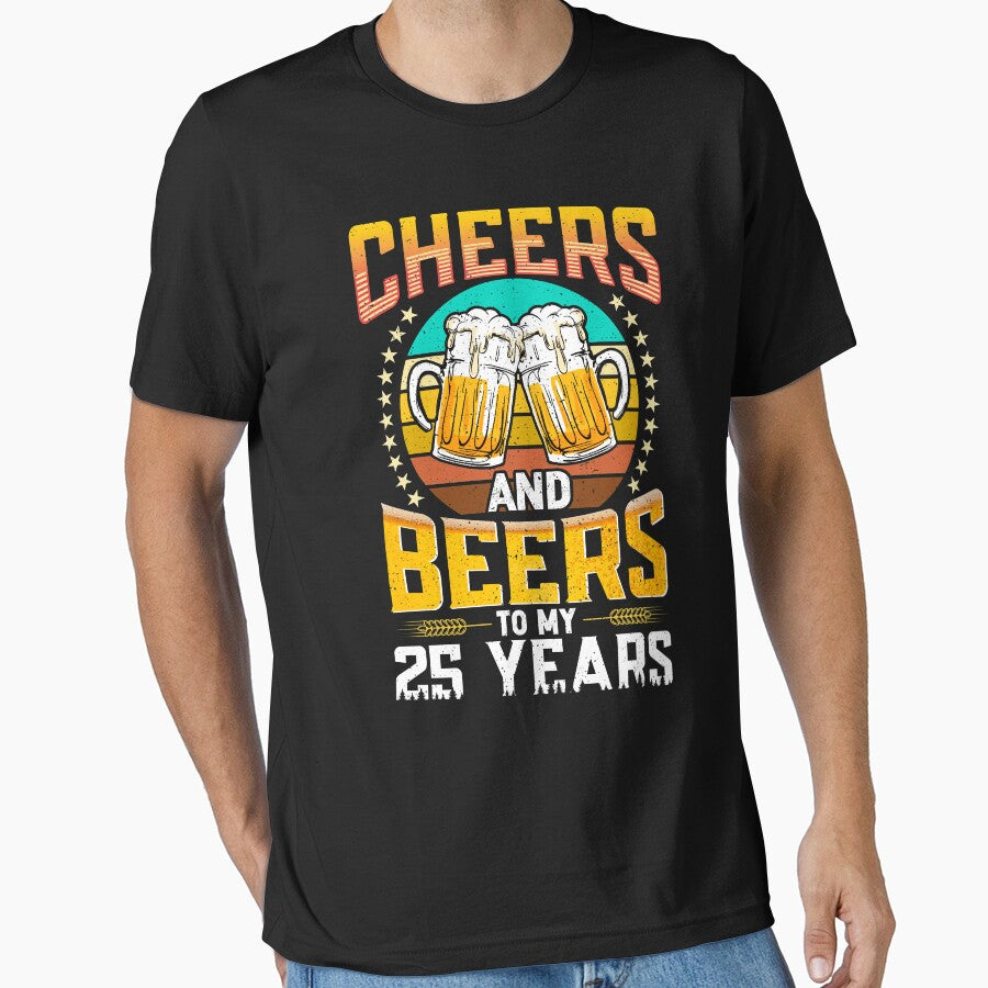 Vintage 1995 Cheers And Beers To My 25 Years Birthday Gifts by topdesignarts T-Shirts, Hoodie, Sweatshirt (Image 1)