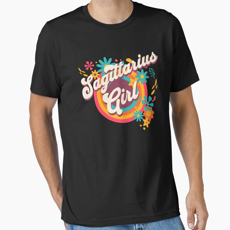 Retro Sagittarius Girl Hippy Zodiac Horoscope by MasterKlaw T-Shirts, Hoodie, Sweatshirt | BlankRebels.com (Image 1)