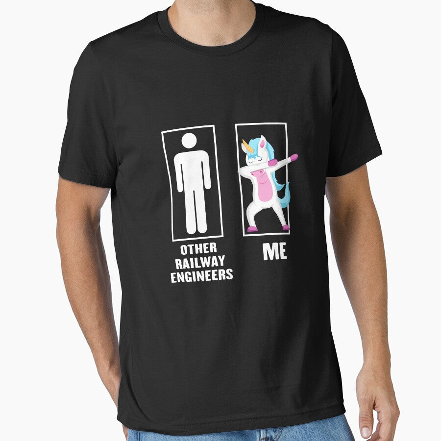 Funny Unicorn Dabbing Other Railway engineer Me, Railway engineer Dad Husband Birthday Christmas Gift by xlnv... (Image 1)