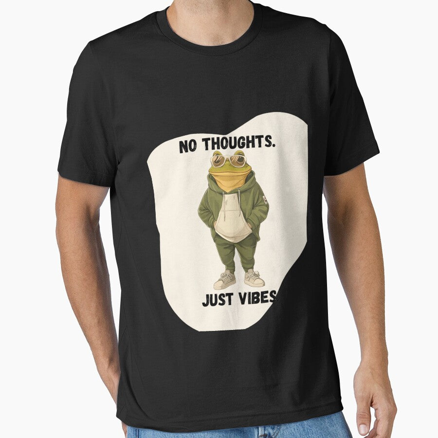 Cool Frog Meme – No Thoughts Just Vibes Cartoon Frog Aesthetic by MiraLumeStudio T-Shirts, Hoodie, Sweatshirt (Image 1)
