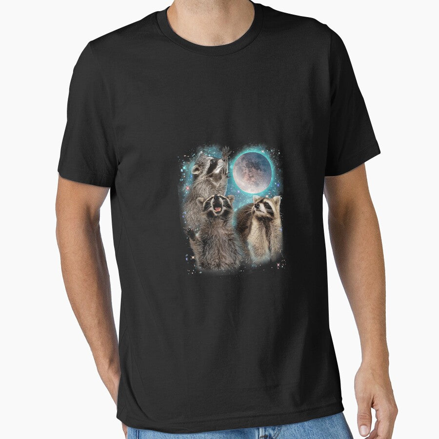 3 Racoon Moon Howling Raccoon Head Funny Kid T-Shirts, Hoodie, Sweatshirt